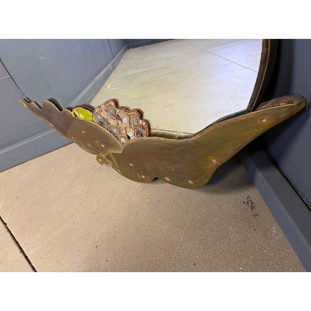 Metal Vintage Brass Floral Mirror, 1960s For Sale - Image 7 of 9