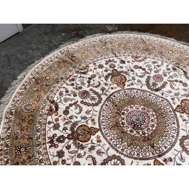 Brown 6ft Floral Medallion Silk Rug For Sale - Image 8 of 12