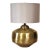 1970s Ethan Allen Mid-Century Modern Antiqued Brass Orb Table Lamp With Drum Shade For Sale