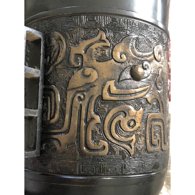 Bronze Marbro James Mont-Style Chinese Archaistic Bronze Floor Lamp For Sale - Image 8 of 9