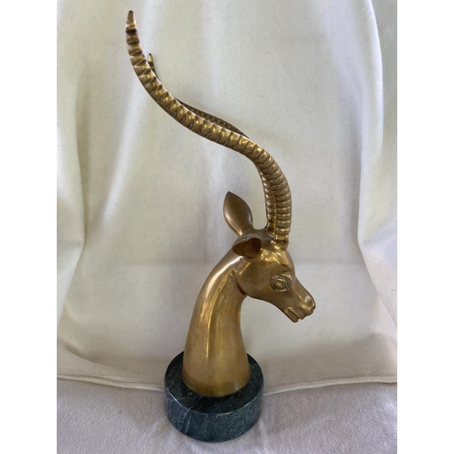 Dolbi Cashier Vintage Hollywood Regency Dolbi Cashier Style Brass Gazelle Bust For Sale - Image 4 of 9