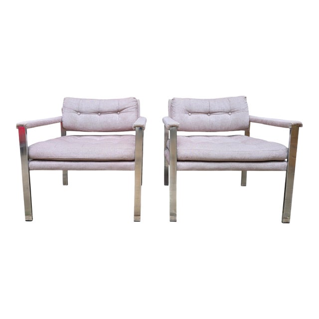1970s Pair of Lounge Chairs Style of Milo Baughman For Sale