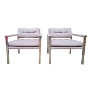 1970s Pair of Lounge Chairs Style of Milo Baughman