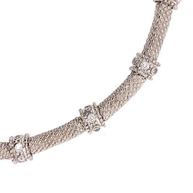 14 Karat Gold and Diamond Fancy Link Necklace 1 Carat Total Weighing 44.58 Grams For Sale - Image 4 of 12