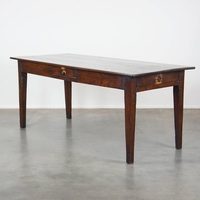 Antique French Fruit Tree Wood Dining Table with 2 Drawers For Sale - Image 13 of 13