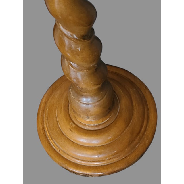 Brown Antique Pair Wood Barley Twist Pedestal Plant Candle Stands For Sale - Image 8 of 12