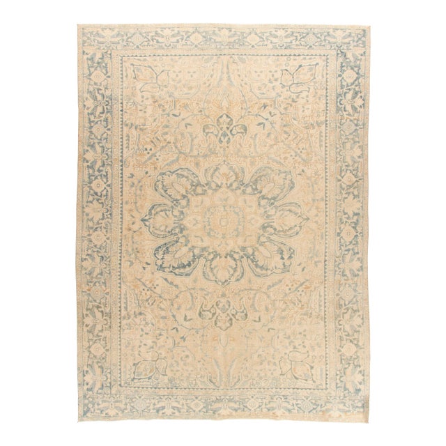 Vintage Circa 1940 Ivory Hand Knotted Rug, 9ft 11in X 13ft 9in For Sale