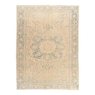 Vintage Circa 1940 Ivory Heriz Hand Knotted Rug, 9ft 11in X 13ft 9in For Sale