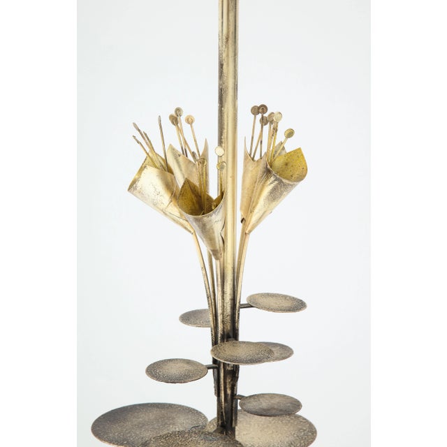 Bronze 1970's French Lily Pad Lamp For Sale - Image 8 of 11