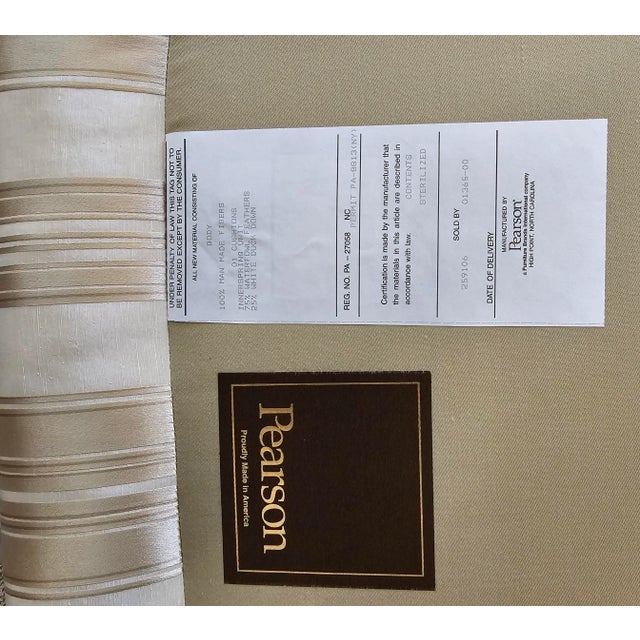 Pair of Pearson Louis XVI Style Carved Mahogany and Upholstered Fauteuils For Sale - Image 9 of 12