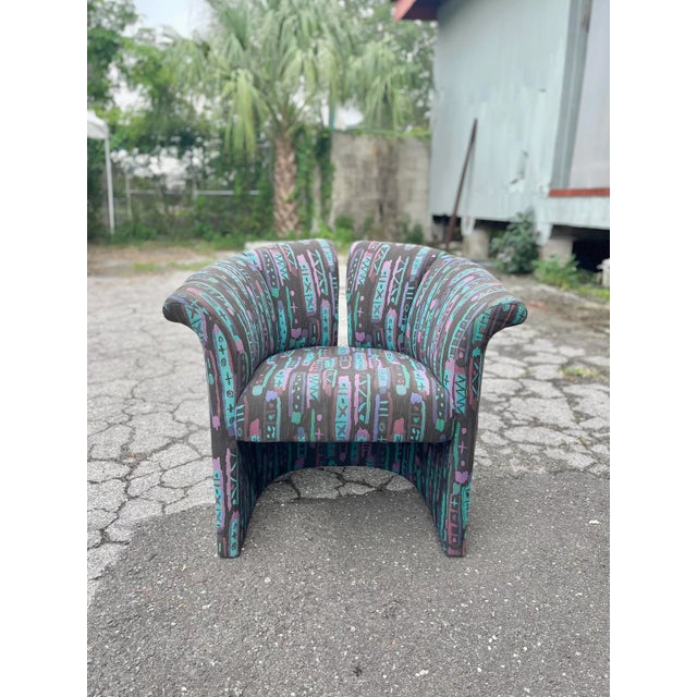 Milo Baughman for Thayer Coggin Barrel Split-Back Club Chair. In the wildest print, this single club chair is definitely a...