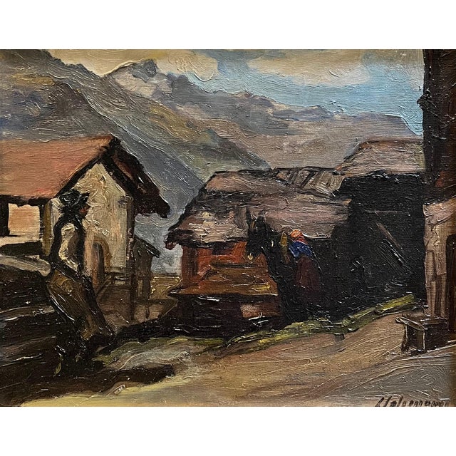 Louis Henri Salzmann, Rural Village, Oil on Canvas For Sale