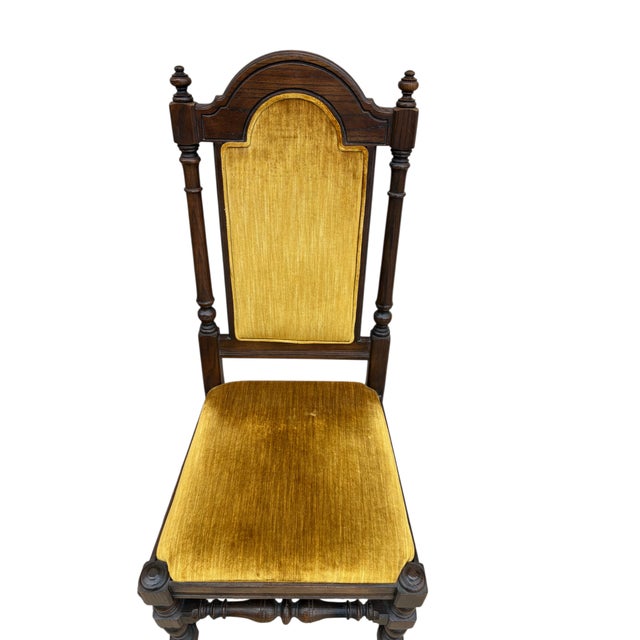 1980s 1980s Ethan Allen Jacobean Royal Charter Oak Dining Room Side Chairs Gothic Pair For Sale - Image 5 of 15