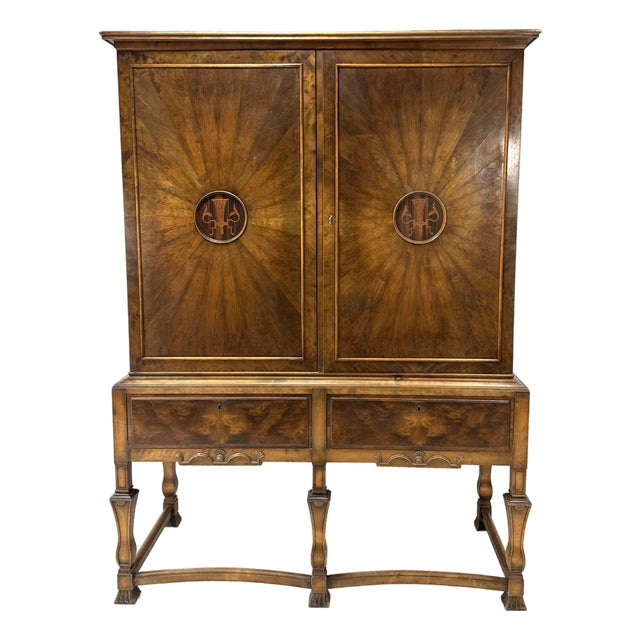 Swedish Art Deco Cabinet in Stained Birch, Axel Einar Hjorth Style, 1920s For Sale