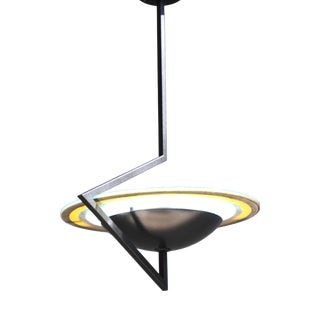 Italian Suspension Lamp in Wrought Iron and Colored Glass by Daniela Puppa, 1970s For Sale