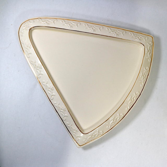 Ceramic Vintage Abigails Gold-Trimmed Floral Porcelain Covered Cheese Wedge Dome & Tray For Sale - Image 7 of 15