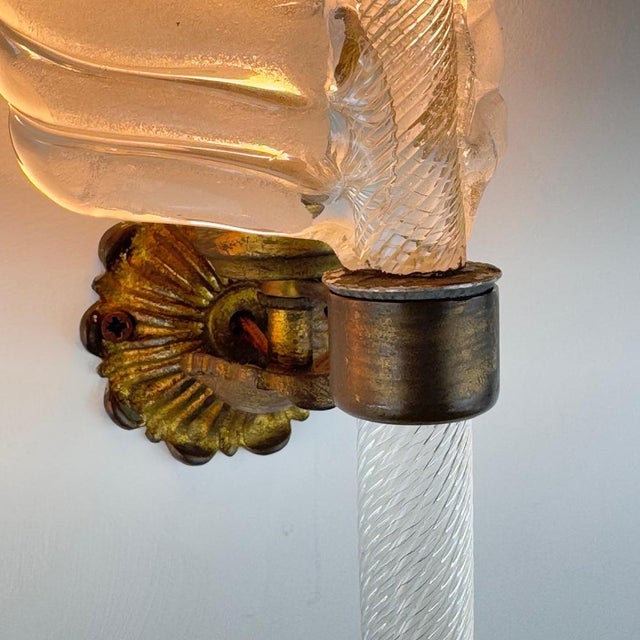 Feather Murano Glass Wall Sconces attributed to Tomaso Buzzi for Venini, 1930s, Set of 2 For Sale - Image 11 of 18