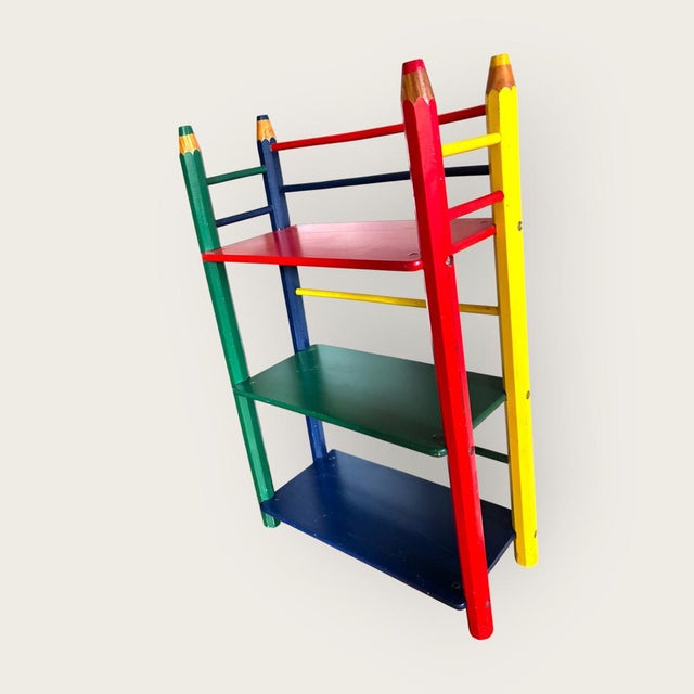 Postmodern Crayons Collection Clairefontaine Shelf by Pierre Sala, France, 1980s For Sale - Image 4 of 12