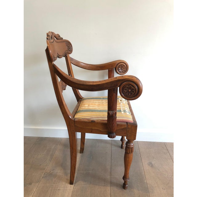 Early 19th Century English Regency period mahogany desk chair with swan neck decorations For Sale - Image 9 of 12