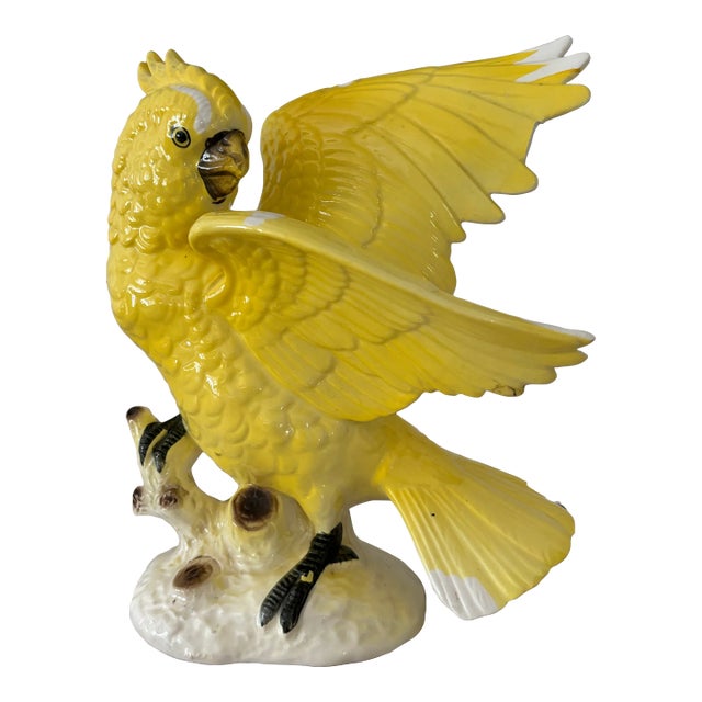 Mid 20th Century Porcelain Yellow Cockatiel For Sale