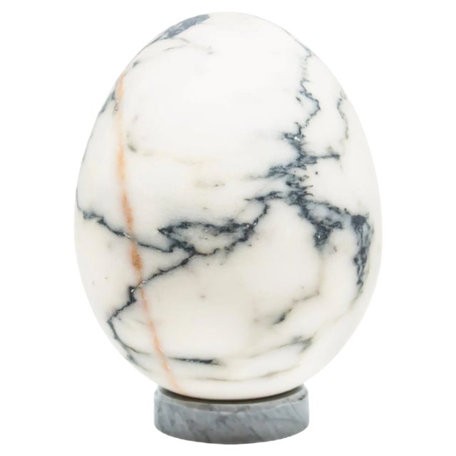 Medium Egg in Paonazzo Marble For Sale