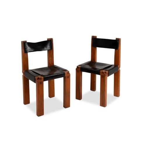 S11 Chairs in Elm and Leather by Pierre Chapo, 1960s, Set of 8 For Sale - Image 6 of 17