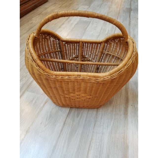 1960s Natural Wicker Magazine Basket Chairish