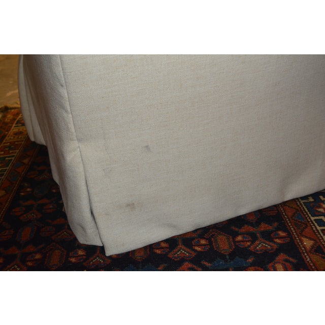 1990s Pearson Cream Woven Cotton Feather Down Mix Club Arm Lounge Chair For Sale - Image 10 of 15