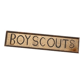 Vintage Rustic Painted Boy Scouts Sign For Sale