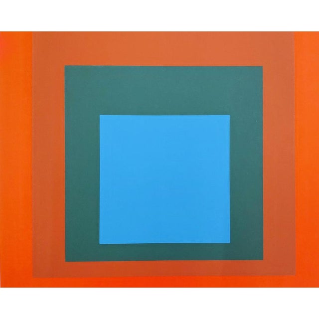 Josef Albers, Homage to the Square Blue + Dark Green with 2 Reds, Screen Print For Sale - Image 5 of 6
