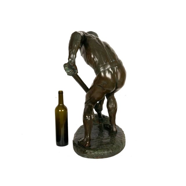 Figurative “a La Terre!” (1890) French Antique Bronze Sculpture by Alfred Boucher & Barbedienne For Sale - Image 3 of 12