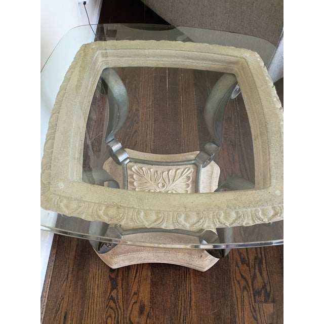 Thomasville 1980s Attributed to Thomasville Ornate Iron Glass Side/End Tables For Sale - Image 4 of 5