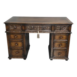 Oak Pedestal Desk, 1920s For Sale