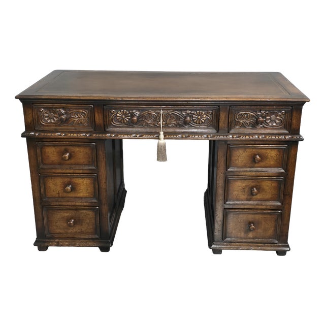 Oak Pedestal Desk, 1920s For Sale