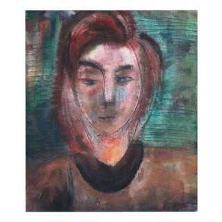 Dzidra Ezergaile, Portrait, 1966, Watercolor on Paper For Sale