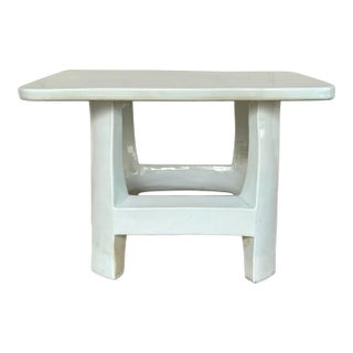 Currey & Company Modern White Porcelain Outdoor Shower Bench For Sale