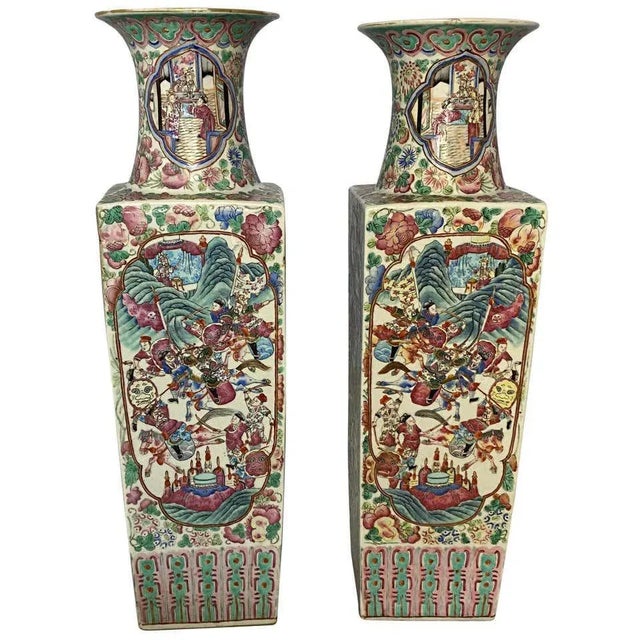 Famille Rose Canton Vases, Set of 2 For Sale - Image 16 of 16