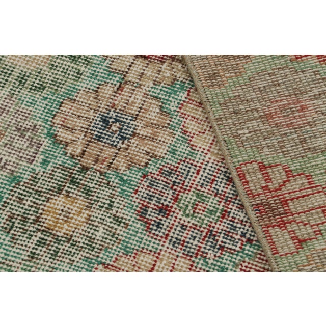 Vintage Zeki Müren Rug in Teal With Colorful Floral Patterns, From Rug & Kilim For Sale In New York - Image 6 of 6
