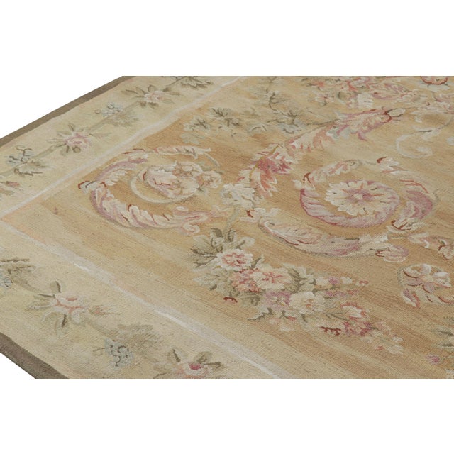 Rug & Kilim’s Aubusson Style Rug in Light Gold and Cream With Floral Medallion For Sale In New York - Image 6 of 7