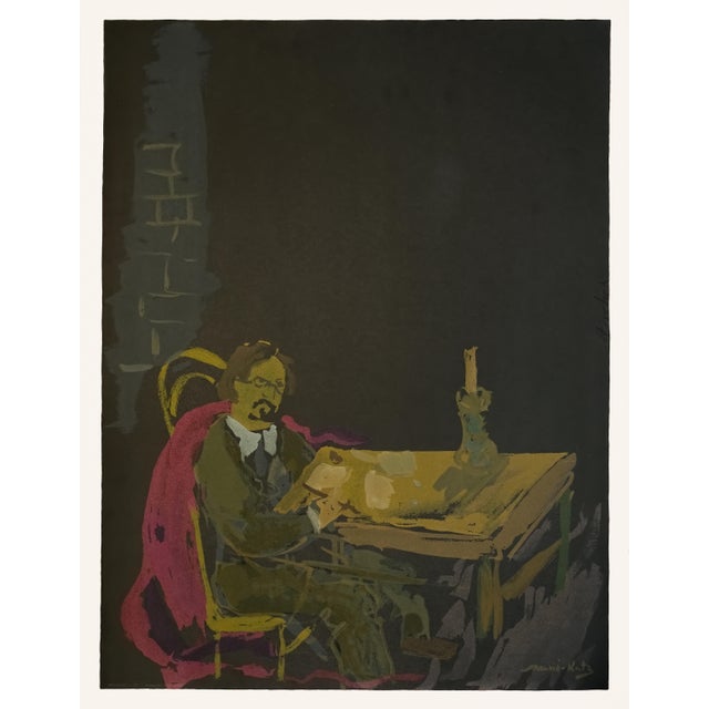 Large 1966 Emmanuel Mané-Katz Judaica Lithograph "Portrait De L’Auteur" (Portrait of the Author" For Sale