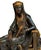 French "Cleopatra" Patinated and Gilt Bronze Sculpture, late 19th century, the seated queen holding a fan, on a Portoro...