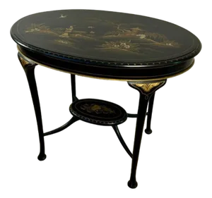 Antique Edwardian Chinoiserie Decorated Lamp Table, 1910