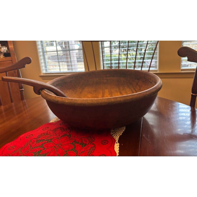 Vintage Dough Bowl and Ladle that was used for making bread in the last century. Very nice set. Have owned it for fifty...