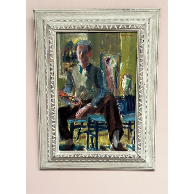 1940s Einar Lindberg, Artist in His Studio, 1947, Oil Painting on Panel, Framed For Sale - Image 5 of 18
