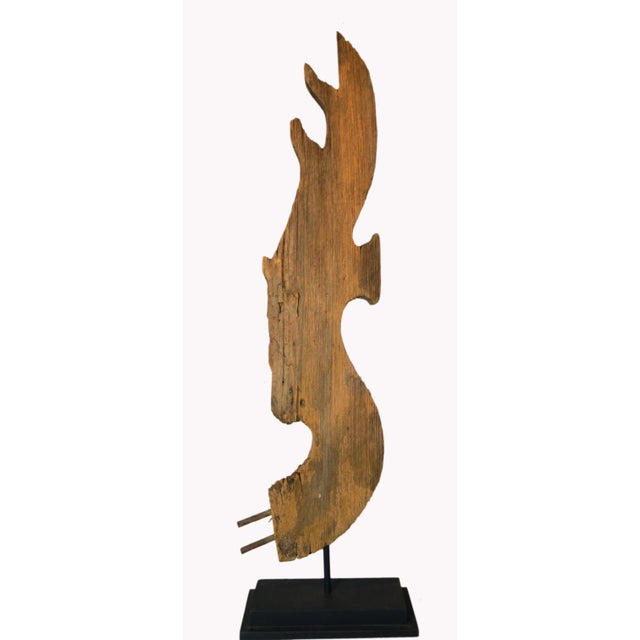 Thai 19th Century Carved Wood Temple Dragon Sculpture Mounted on Metal Base For Sale In New York - Image 6 of 7