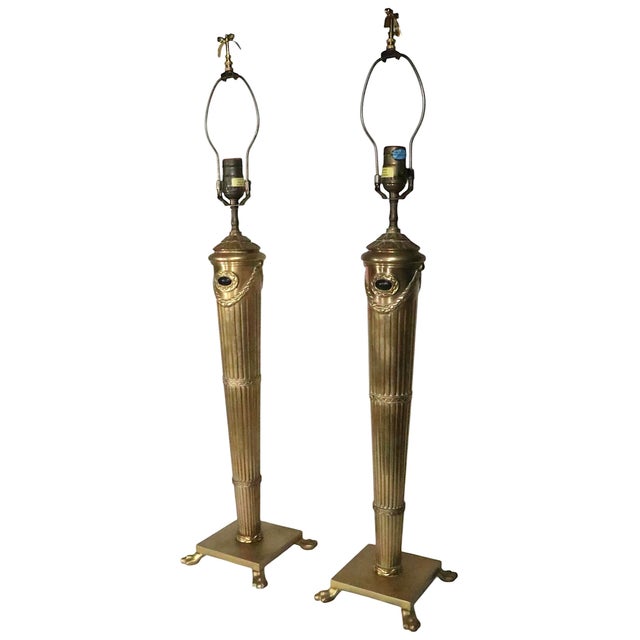 Late 20th Century Late 20th Century Neo Classical Brass Table Lamps by Chapman - a Pair For Sale - Image 5 of 13