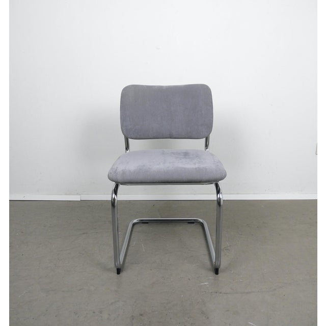 Gray Steel Tube Cantilever Chairs with Grey Fabric Upholstery, Germany, 1970s, Set of 2 For Sale - Image 8 of 18
