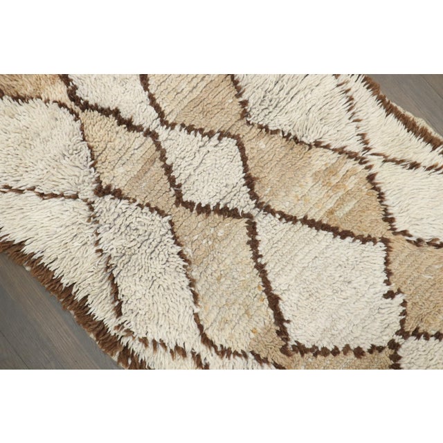 Vintage Zabihi Collection Brown Ivory Small Moroccan Plush Rug - 2'8" x 5'10" For Sale In New York - Image 6 of 9