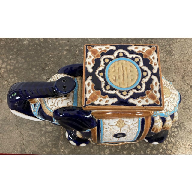 Vintage Colorful Ceramic Elephant Garden Stool For Sale - Image 9 of 10