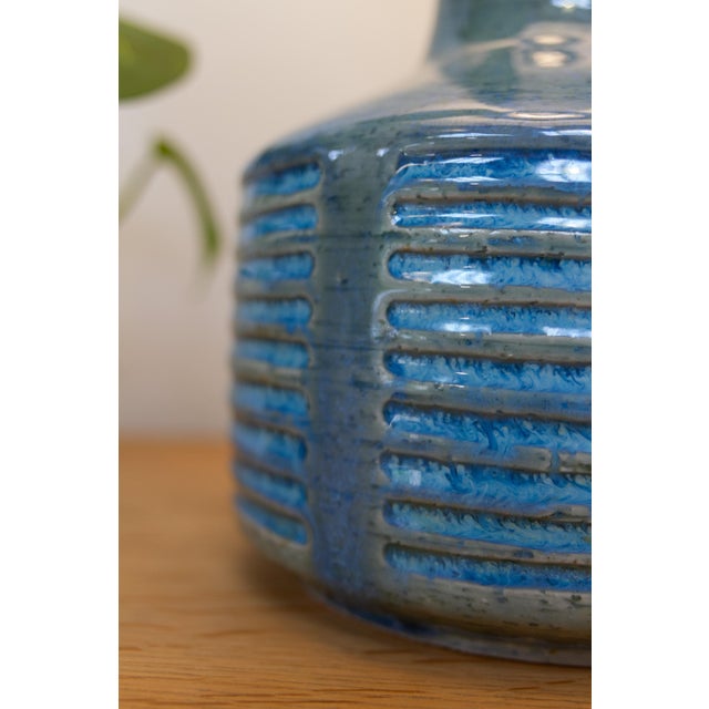 Danish Blue Stoneware Table Lamp by Linnemann- Schmidt for Palshus, 1960s For Sale - Image 18 of 18